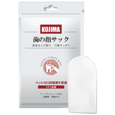 KOJIMA 寵物潔牙指套 狗狗貓咪適用 360度清潔 溫和配方, 白, 潔牙指套, 1個
