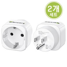 LENCENT 해외 여행 전용 어댑터 한국 미국/일본/캐나다/태국/베트남 변환 Type B 플러그 화이트 X2 PA014EUUS, 2개