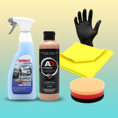 소낙스 브릴리언트샤인 퀵 디테일러 BSD 액체 왁스 발수 코팅 차량 광택제 코팅제 광택, 01 BSD (타월+장갑) 세트, 1개, 750ml