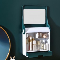 키밍 화장실 거울 수납함 메이크업박스 벽걸이, 그린, 1개