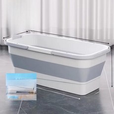대용량 직사각형 플라스틱 걸레통 바퀴 접이식 물통 바닥 청소 도구 드래그 버킷, 7. 회색과 흰색의 배색✅더블 핸들⭐바닥 청소 시트 3, 1L
