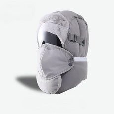 썬HOME 5 IN 1 방한모자 스키모자 기모모자 군밤모자 남녀공용 고글포함, 1세트, 그레이