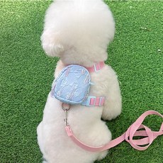 해피펫밀리 솜솜백 하네스 리드줄 세트, 스카이