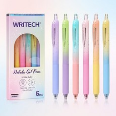 WRITECH 노트필기 젤펜 0.7mm 필기감 검정 6개세트, 멀티컬러