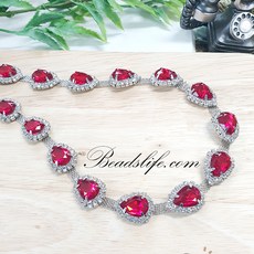 모양체인 15*20mm물방울 반마( 45cm), 레드, 백금도금, 1봉