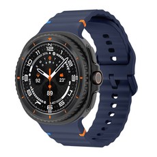 갤럭시워치8/8클래식 호환 실리콘 스포츠 밴드 컬러풀한 스티치 스트랩 40mm 44mm 46mm, 미드나이트블루, 1개