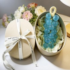 benesell 포도알비누 포도모양비누 비누 욕실템, 블루 포도 레드브라운 리본 토트백 고리, 1개, 1L