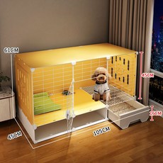 小型犬專用 帶廁所分離狗籠 寵物圍欄, 1個, 大號105*45*61內部加高10cm,升級套餐:狗窩+續水飲食雙碗+【基礎套餐