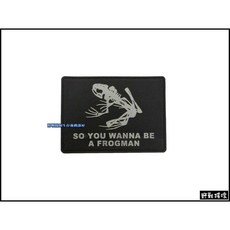 野戰搖滾-生存遊戲 PVC塑料臂章、肩章- 骷髏蛙圖樣 黑色, 1個