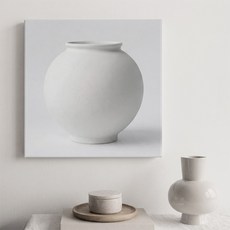 달항아리캔버스액자 화이트 달항아리액자 달항아리캔버스그림 달항아리 집들이선물 개업선물 복들어오는그림 돈들어오는그림 다복 달항아리거실액자 풍수인테리어액자, 1개, 화이트 20cm