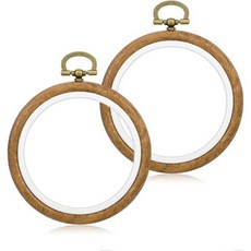 2팩 원형 미니 자수 후프 3인치 모조 목재 디스플레이 프레임 서클 크로스 스티치 링 아트 공예용 편리한 바느질 장식품