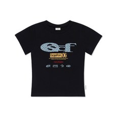 매장정품 이스케이프프롬 ESCAPEFROM 별 데님 ESCF 로고 콜라주 프린트 슬림핏 반팔티 블랙 E251STS 128706