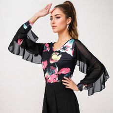 여성 무대 공연 의류 볼룸 내셔널 댄스 왈츠 의상 라틴 댄스 차차 삼바 메쉬 패치 워크 탑 착용