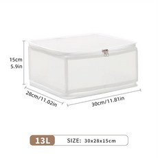 1PC 투명 스 지 속옷 접이식 옷장 의류 박스 침실 주최자 핸들, White13L, 1개