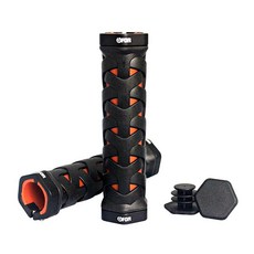 UFOR Y-Sport 산악 자전거 핸들바 그립 육각형 알루미늄 잠금 클램프가 있는 부드러운 고무 자전거 그립 MTB BMX 투어링 및 출퇴근 자전거용 대만산, 블랙, 1개