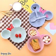 KY 어린이 캐릭터 식판 이유식 이유식용품 유아식기 어린이집, 민트, 1세트