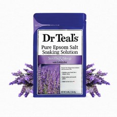 닥터틸즈 퓨어 엡섬 솔트 소킹 솔루션 입욕제 라벤더 에센셜 오일, 1.36kg, 4개