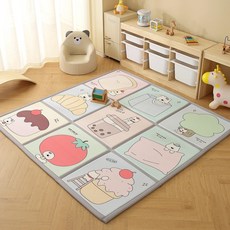 Tonkon 嬰兒加厚爬行墊 可摺疊, 小熊甜品鋪/A類瞬涼冰絲面料/0壓高密慢回彈記憶棉