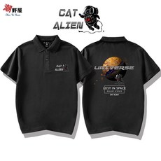 潮野屋 月球貓星人 POLO衫 短T 可愛潮流街頭風格 WPD-308