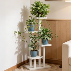 CKLIVING 화분정리대 인테리어 다용도 선반 받침대, 화이트화이트, 4단