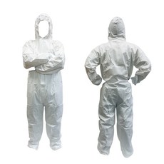 台灣現貨 防水淋膜防護衣 SGS檢驗 隔離衣 防塵服 無塵衣 防塵連身衣, 白, 1個