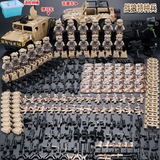 전쟁 피규어 모형 밀리터리 전투함 군인 산 미니어처 군사 특수부대 경찰 소년 조립식 작은 병사 교육용 장난감 퍼즐., [05] 울프 워리어는 18인조 팀으로 방패 18개 지