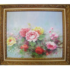 開運陶源 花開富貴 牡丹畫 牡丹圖 (106x89/ 82x69/ 60x52cm 三種尺寸), 金色