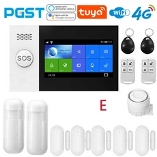 PGST 4G 가정용 도난 방지 경보 시스템 Tuya PIR 모션 센서가 포함된 안전 키트 무선 WiFi GSM PG-10, 04 PG107-4G-E, 03 영국 플러그, 01 빠른  Mainland, 04 PG107-4G-E