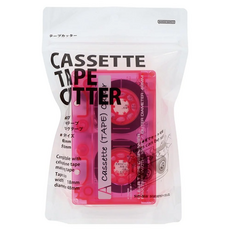BANDAI NAMCO 卡式錄音帶造型膠帶切割器, 透明粉, 1個