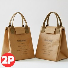 연예인 런치백 도시락 가방 피크닉 빈티지 푸드백, 브라운 + 브라운, 1세트