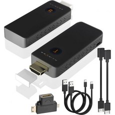 무선 HDMI - 송신기 2개와 수신기 1개 플러그 앤 플레이 풀 HD 1080P 및 노트북PCTV 박스프로젝터에서 모니터링할 수 있는 스트리밍 익스텐더 키트 최대 16TX에서, WH100-Grey