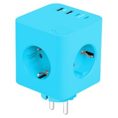 데코아르 멜로우 비비드 도킹형 멀티탭 (3구+4포트 타입) 스카이, 1개, 77mm