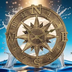 야외용 시계 방수 벽시계 욕실 사무실 벽걸이형, 7. 12인치 C형 골드