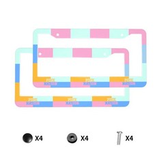 러브 핑크 도그 하트 패턴 프린트 번호판 프레임 알루미늄 차량, 4. MULTI-8, 1개