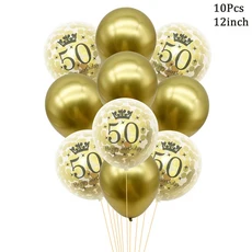 1봉지 골드 30 40 50 60년 라텍스 컨페티 풍선 생일 파티 장식 성인 30번째 40번째 생일 풍선 기념일 파티, 01 12 인치, 03 50