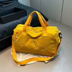 多巴胺健身運動開學通勤必備宿舍收納包小衆網紅高顏值字母刺繡, 明亮黃