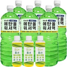 한눈알 3in1 발수코팅 워셔액 1.8L 6개 (워셔액6개+발수코팅첨가제3개) NAVER미