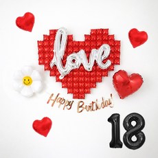 심플 러브 빅하트 데이지 하트 호일풍선 생일파티세트, 심플러브 숫자18, 1개