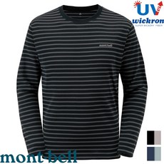 【台灣黑熊】日本 mont-bell 1104818 男 Wickron Striped 條紋排汗長T 抗UV 抗菌除臭