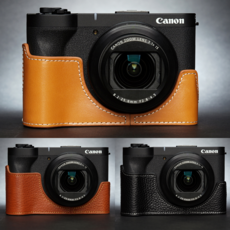 TP 캐논 파워샷 V1 카메라 소가죽 하프 케이스 PowerShot, 블랙, 1개, TP PowerShot V1
