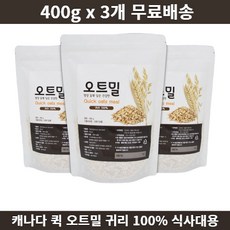 캐나다 퀵 오트밀 첨가물없는 순수 귀리 100프로 영양보충 식이섬유 아침 간편식 식사대용, 400g, 3개