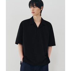 드로우핏 DRAW FIT 리에디션 오픈카라 티셔츠 BLACK