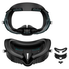 메타 퀘스트 3 VR 3-in-1 업그레이드 얼굴 마스크 PU 가죽 패드 인터페이스 브라켓 쿠션 3단계 높이 조절 기능 빛 차단 기능을 갖춘 얼굴 커버 및 VR 액세서리, 1개, 검정