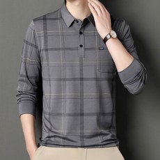 남성 긴팔 티셔츠 아버지께 드리는 추석 선물 사계절 착용 가능한 고급 중년 남성 폴로티셔츠! 부드러운 단면 소재 오버핏 디자인