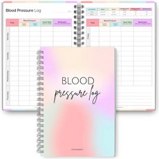 일일 혈압 기록 노트 | 철사 제본 일기장으로 심박수 약물 복용 부드러운 촉감 파스텔 커버와 차트 120gsm 용지 A5 5.8 x 8.3 컬러풀