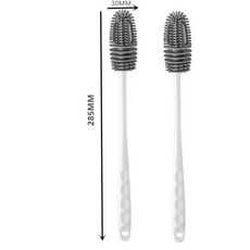 실리콘 컵 브러시 우유 병 청소 긴 손잡이 물병 클리너 유리 주방 도구, 1개, 2. 2PCS White