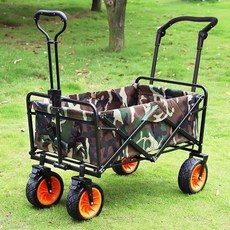 便攜式折疊戶外拖車 野營/購物/露營適用, 加強款陸軍迷彩+12軸承剎車推桿, 1個