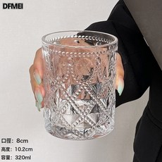 DFMEI 北歐風復古浮雕玻璃杯田園風牛奶杯水杯飲料果汁杯啤酒杯, 1個