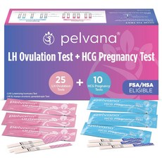 펠바나 임신 및 배란 테스트 스트립 콤보 키트 - LH 생식력 25개 + HCG 체커 10개 최대 일수 확인 가정에서 간편하게 테스트35개, 1_Ovulation +