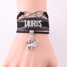 팔찌 별자리 황소자리 가죽팔찌 메탈 팬던트